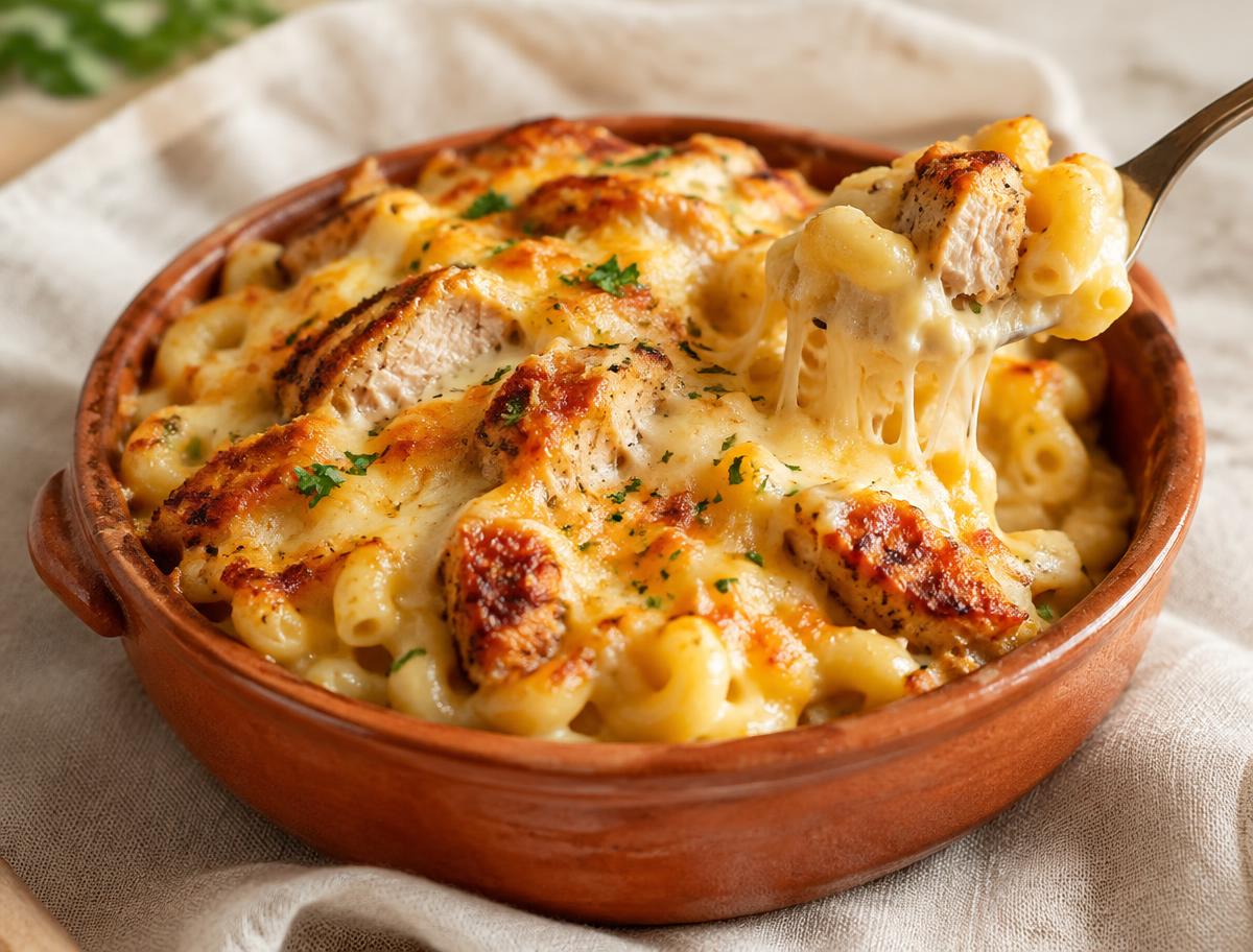 Mac & cheese protéiné au poulet